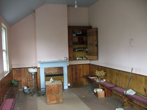 The old fireplace becomes